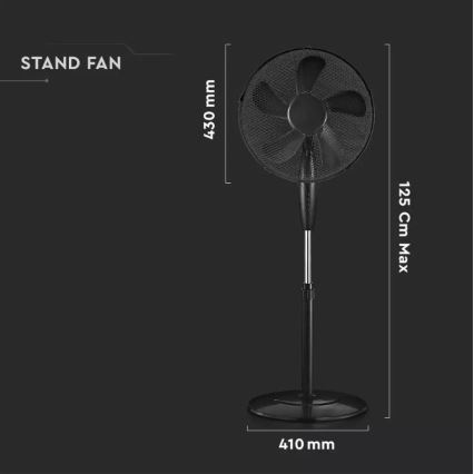 Επιδαπέδιος ανεμιστήρας δ. 43 cm 55W/230V μαύρο