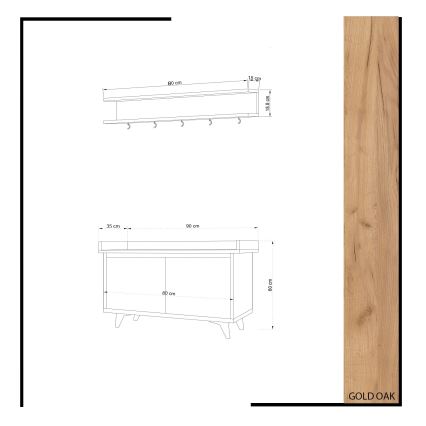 Έπιπλο εισόδου ARASSO 18,8x80 cm με κρεμάστρα και παπουτσοθήκη 60x90  λευκό/καφέ