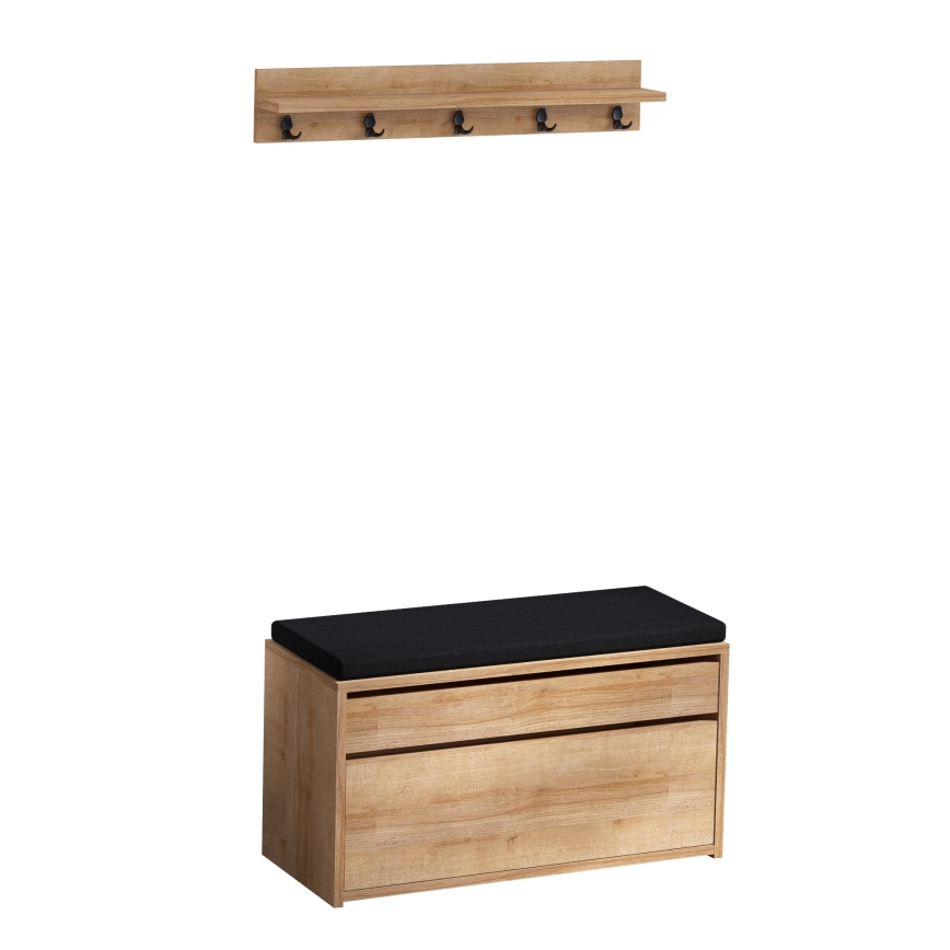 Έπιπλο εισόδου BOBY 15x80 cm με κρεμάστρα και παπουτσοθήκη 42x80 cm καφέ/μαύρο