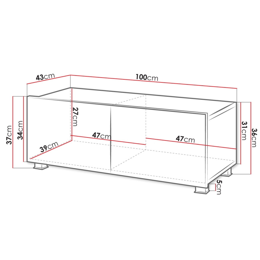 Έπιπλο τηλεόρασης CALABRINI 37x100 cm μαύρο