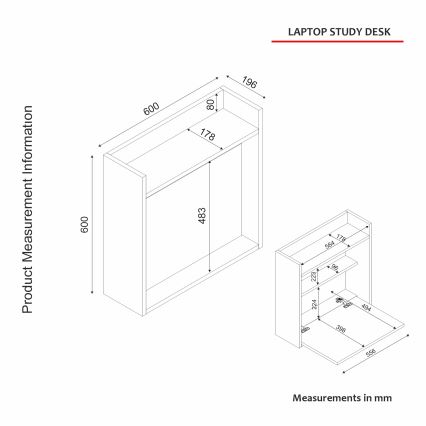 Επιτοίχιο πτυσσόμενο γραφείο LAPTOP 60x60 cm καφέ/λευκό