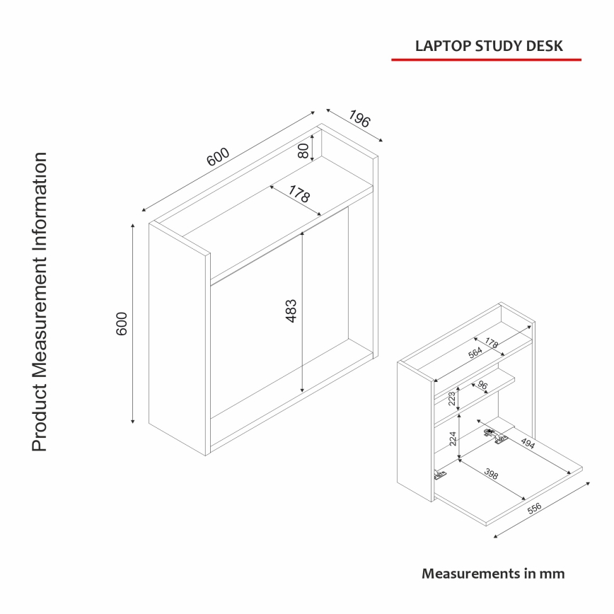 Επιτοίχιο πτυσσόμενο γραφείο LAPTOP 60x60 cm καφέ/λευκό