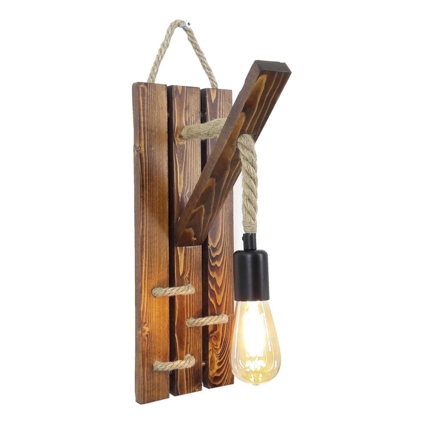 Επιτοίχιο φωτιστικό AHSAP 1xE27/40W/230V, φινίρισμα πεύκου/καρυδιάς