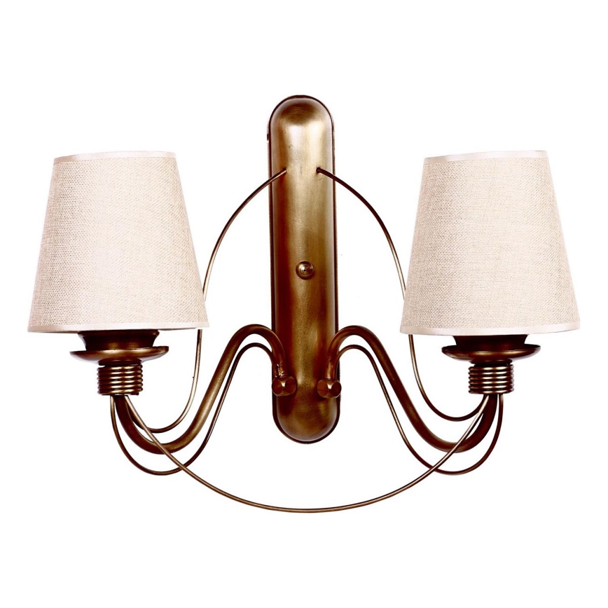 Επιτοίχιο φωτιστικό CLASSIC 2xE27/40W/230V, σε μπρονζέ/μπεζ