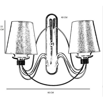 Επιτοίχιο φωτιστικό CLASSIC 2xE27/40W/230V, σε μπρονζέ/μπεζ