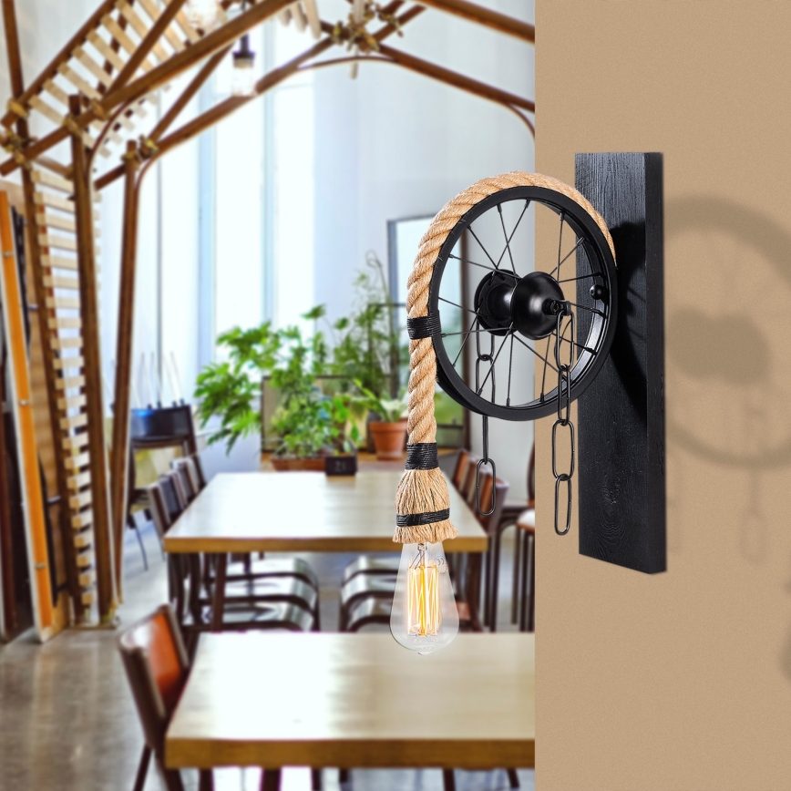 Επιτοίχιο φωτιστικό EREBOS 1xE27/40W/230V μαύρο/καφέ