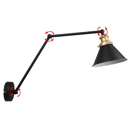 Επιτοίχιο φωτιστικό FUNDO 1xE27/40W/230V μαύρο/χρυσό