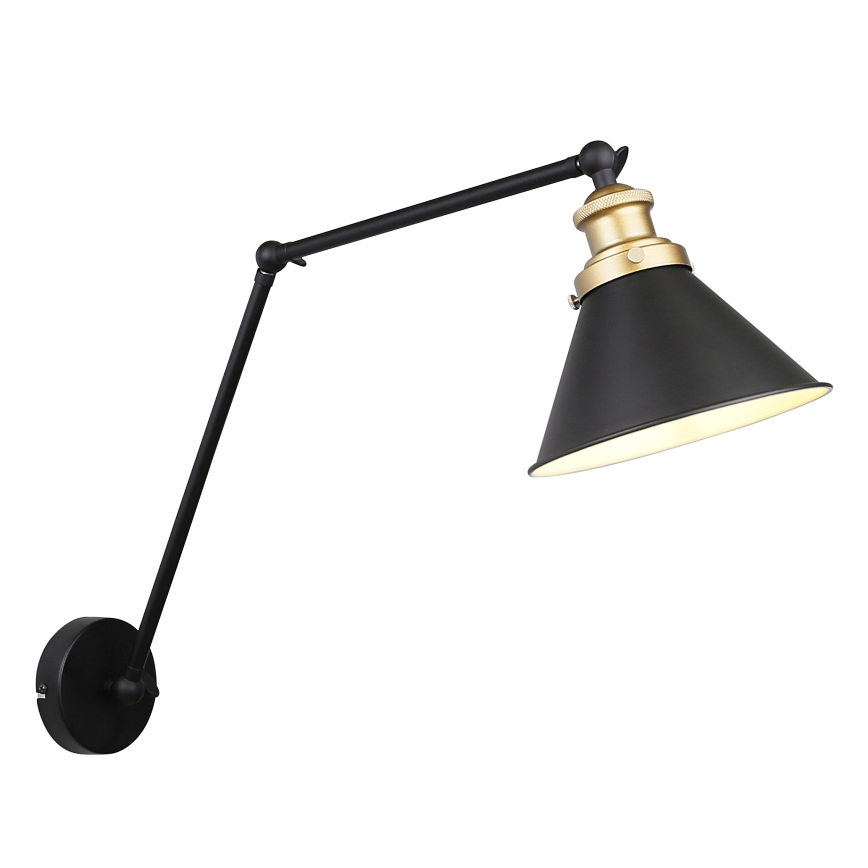 Επιτοίχιο φωτιστικό FUNDO 1xE27/40W/230V μαύρο/χρυσό