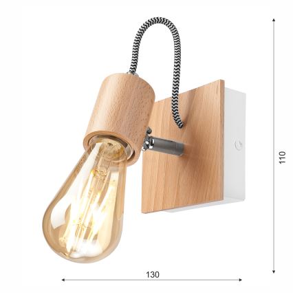 Επιτοίχιο φωτιστικό GUSTAVO 1xE27/60W/230V οξιά