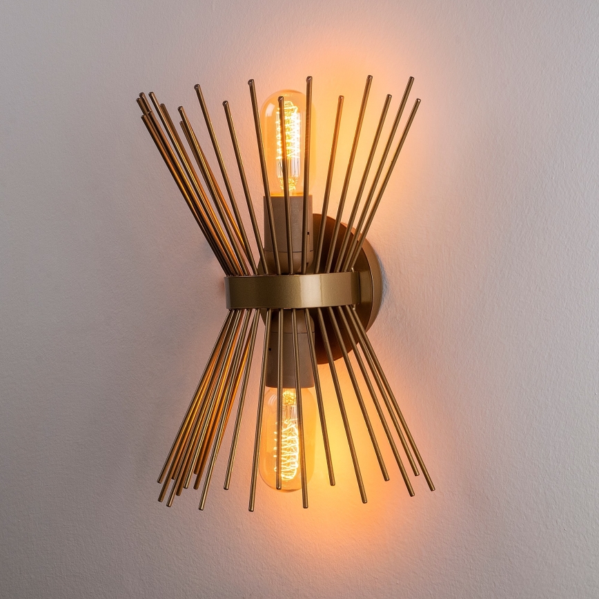 Επιτοίχιο φωτιστικό KIRPI 2xE27/40W/230V σε χρυσό χρώμα
