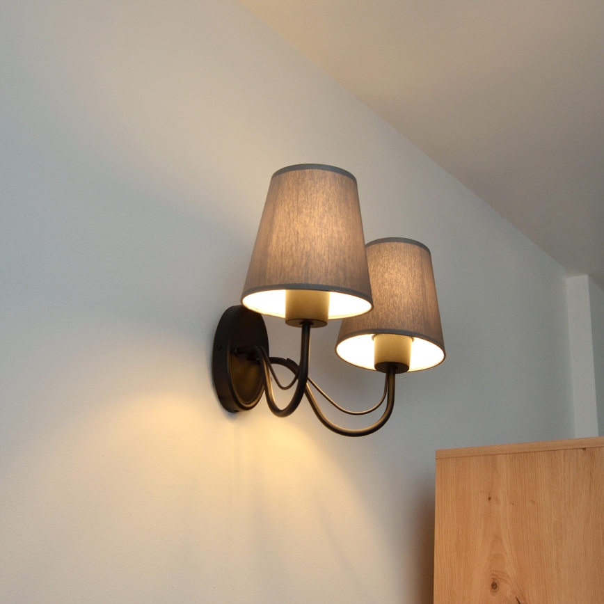 Επιτοίχιο φωτιστικό MALBO 2xE27/15W/230V γκρι/μαύρο
