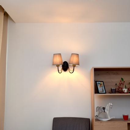 Επιτοίχιο φωτιστικό MALBO 2xE27/15W/230V γκρι/μαύρο