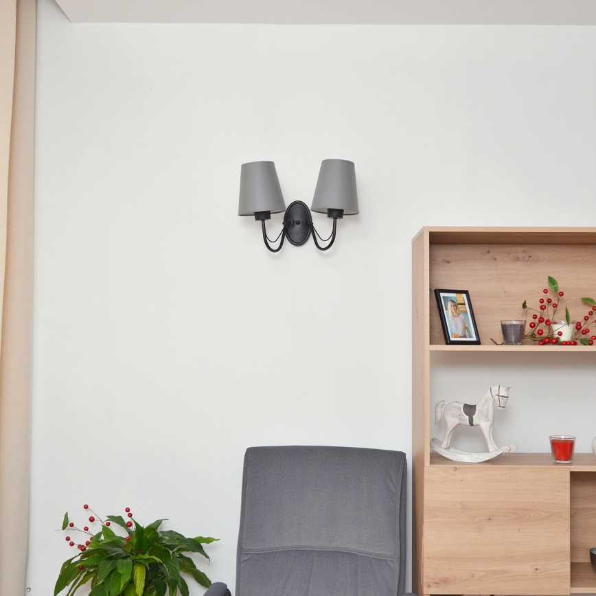 Επιτοίχιο φωτιστικό MALBO 2xE27/15W/230V γκρι/μαύρο
