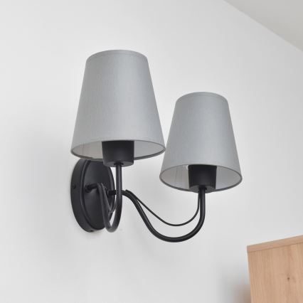 Επιτοίχιο φωτιστικό MALBO 2xE27/15W/230V γκρι/μαύρο