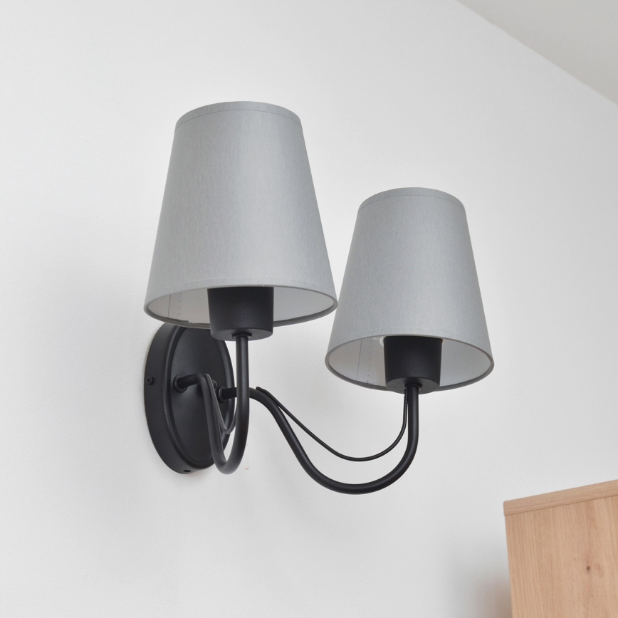 Επιτοίχιο φωτιστικό MALBO 2xE27/15W/230V γκρι/μαύρο