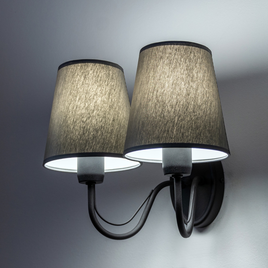 Επιτοίχιο φωτιστικό MALBO 2xE27/15W/230V γκρι/μαύρο