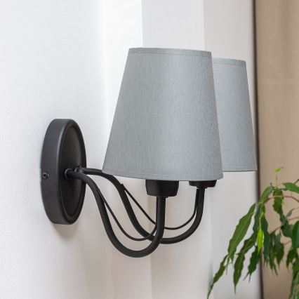 Επιτοίχιο φωτιστικό MALBO 2xE27/15W/230V γκρι/μαύρο
