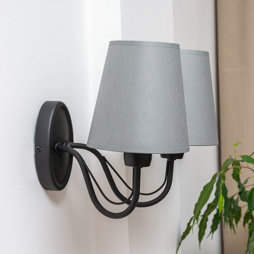 Επιτοίχιο φωτιστικό MALBO 2xE27/15W/230V γκρι/μαύρο