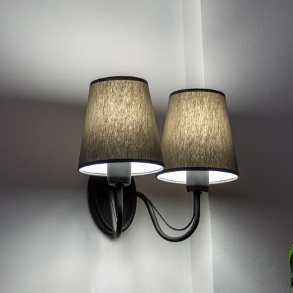 Επιτοίχιο φωτιστικό MALBO 2xE27/15W/230V γκρι/μαύρο