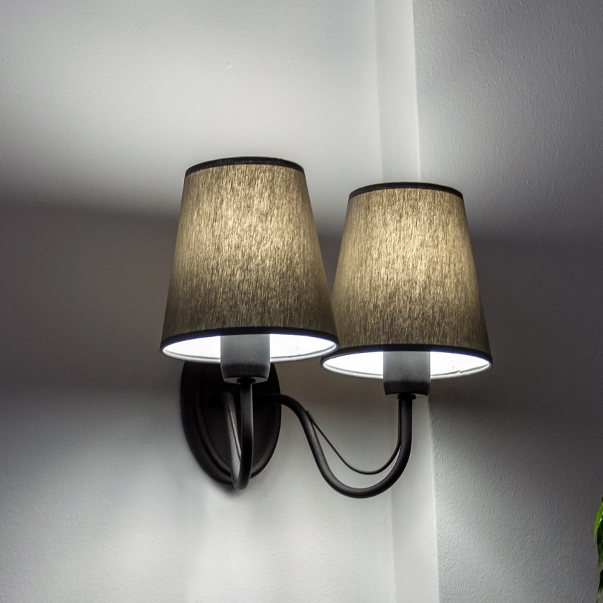 Επιτοίχιο φωτιστικό MALBO 2xE27/15W/230V γκρι/μαύρο