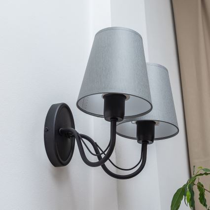 Επιτοίχιο φωτιστικό MALBO 2xE27/15W/230V γκρι/μαύρο