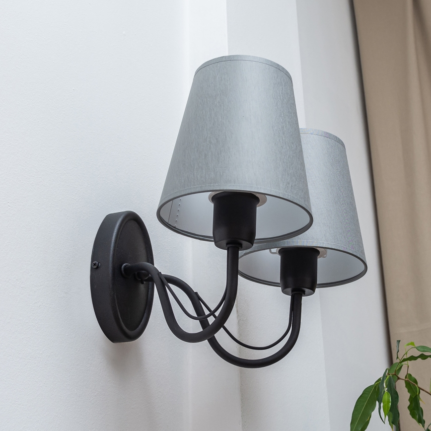 Επιτοίχιο φωτιστικό MALBO 2xE27/15W/230V γκρι/μαύρο