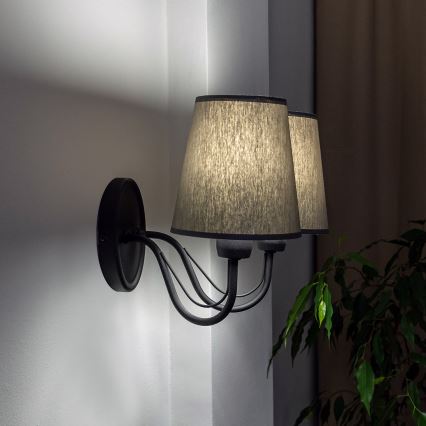 Επιτοίχιο φωτιστικό MALBO 2xE27/15W/230V γκρι/μαύρο