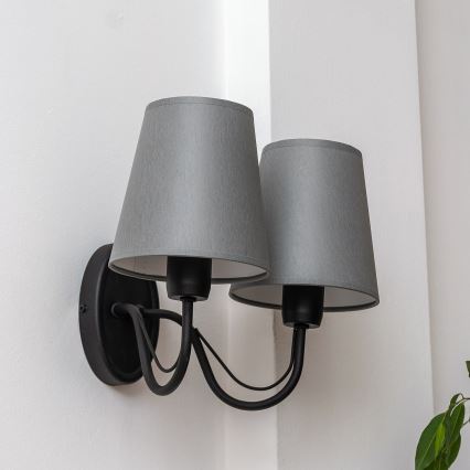 Επιτοίχιο φωτιστικό MALBO 2xE27/15W/230V γκρι/μαύρο