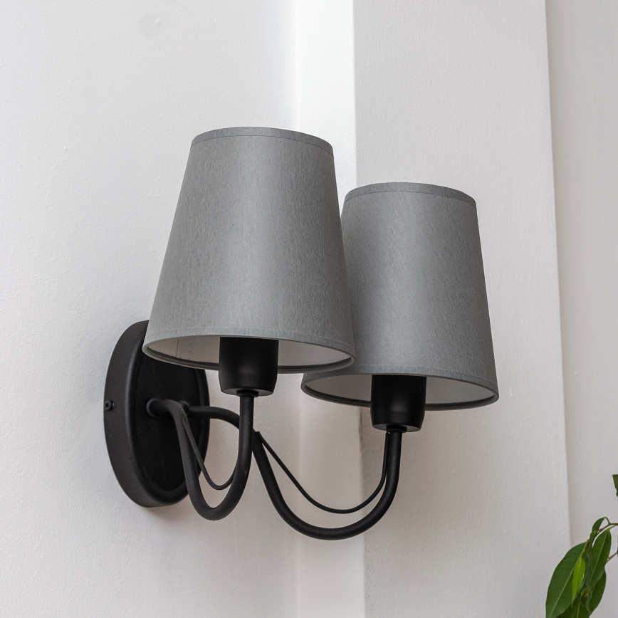Επιτοίχιο φωτιστικό MALBO 2xE27/15W/230V γκρι/μαύρο