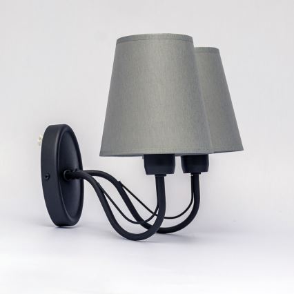 Επιτοίχιο φωτιστικό MALBO 2xE27/15W/230V γκρι/μαύρο