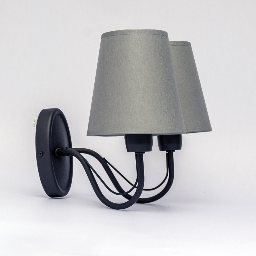 Επιτοίχιο φωτιστικό MALBO 2xE27/15W/230V γκρι/μαύρο