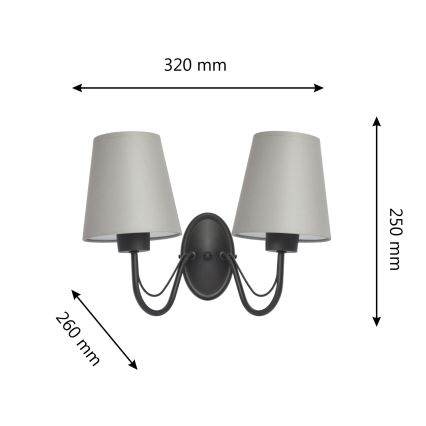 Επιτοίχιο φωτιστικό MALBO 2xE27/15W/230V γκρι/μαύρο