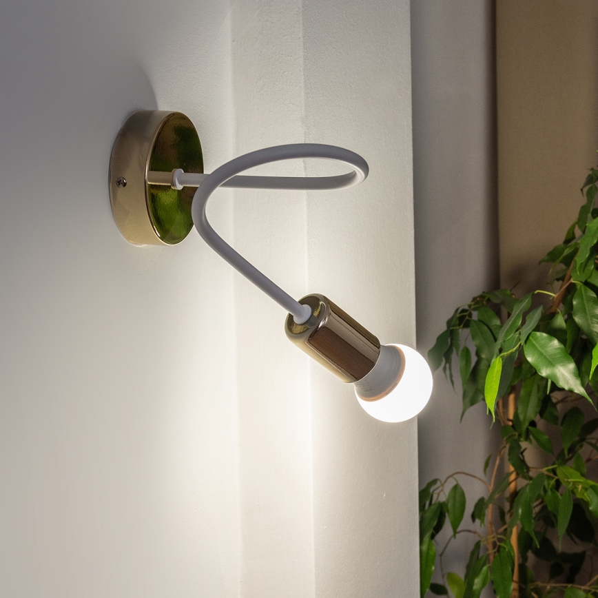 Επιτοίχιο φωτιστικό OXFORD 1xE27/15W/230V χρυσό/λευκό