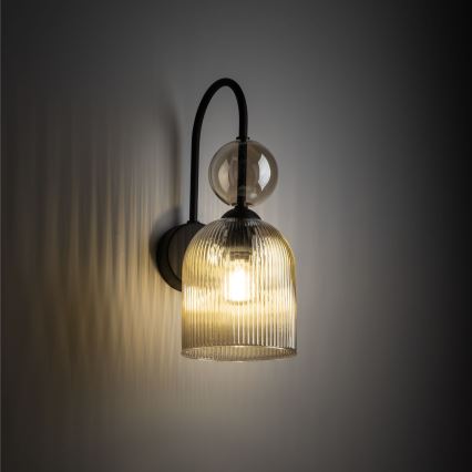 Επιτοίχιο φωτιστικό SOPHIA 1xE14/10W/230V μαύρο/καπνιστό μπεζ