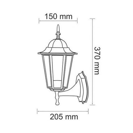 Φως τοίχου εξωτερικού χώρου 1xE27/60W/230V πατίνα