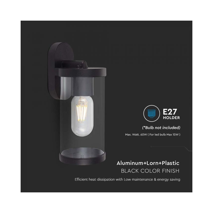 Επιτοίχιο φωτιστικό εξωτερικού χώρου 1xE27/60W/230V IP44 μαύρο