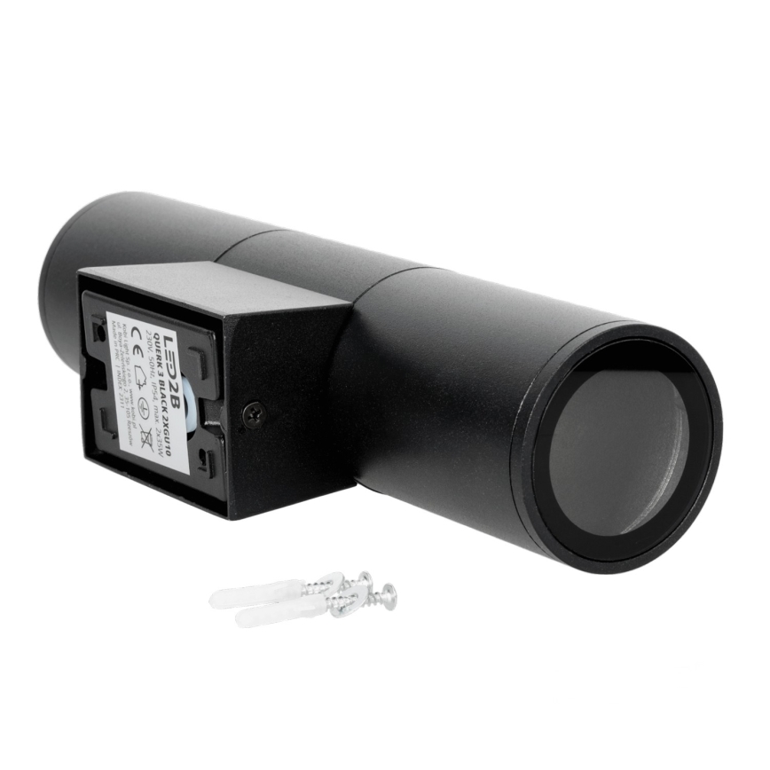 Επιτοίχιο φωτιστικό εξωτερικού χώρου 2xGU10/35W/230V IP54 στρογγυλό μαύρο