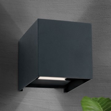 Επιτοίχιο φωτιστικό εξωτερικού χώρου LED CUBE 2xLED/3W/230V IP54 ανθρακί