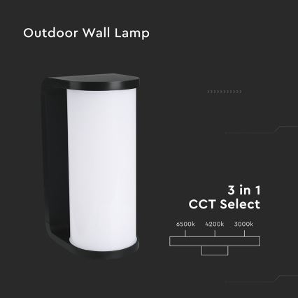 Επιτοίχιο φωτιστικό εξωτερικού χώρου LED LED/12W/230V 3000/4200/6500K IP65 μαύρο