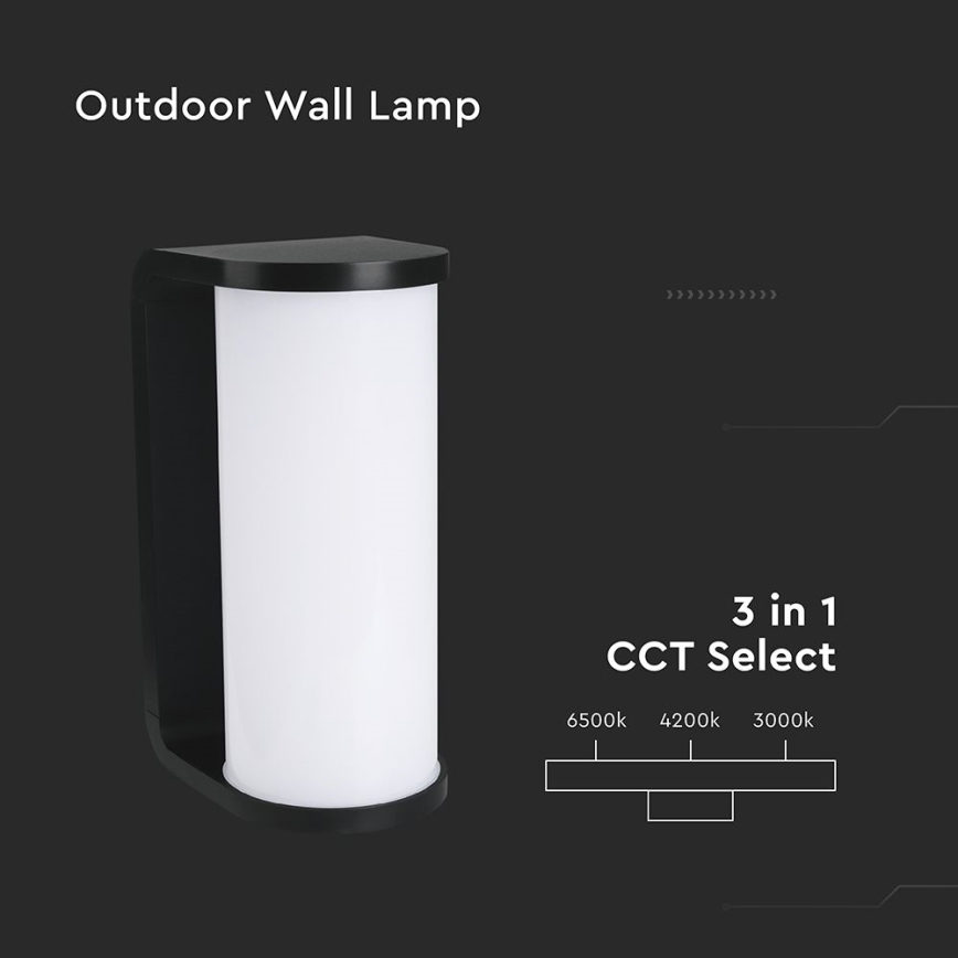 Επιτοίχιο φωτιστικό εξωτερικού χώρου LED LED/12W/230V 3000/4200/6500K IP65 μαύρο