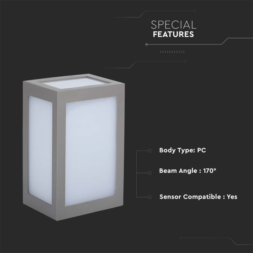 Επιτοίχιο φωτιστικό εξωτερικού χώρου LED LED/12W/230V 3000K IP65 γκρι