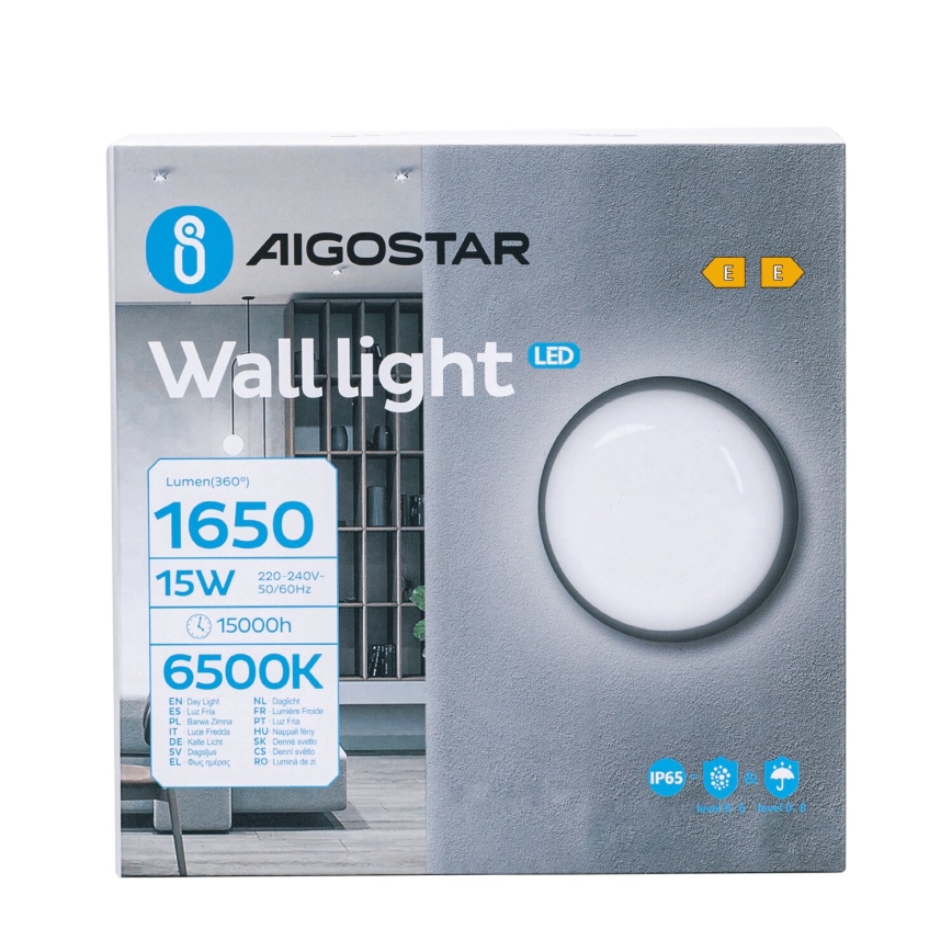Επιτοίχιο φωτιστικό εξωτερικού χώρου LED LED/15W/230V 6500K διάμετρος 15,5 cm μαύρο IP65