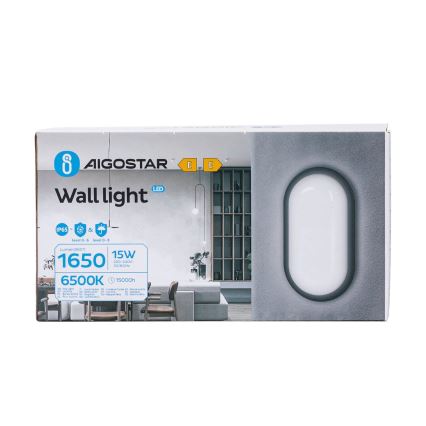 Επιτοίχιο φωτιστικό εξωτερικού χώρου LED LED/15W/230V 6500K μαύρο IP65