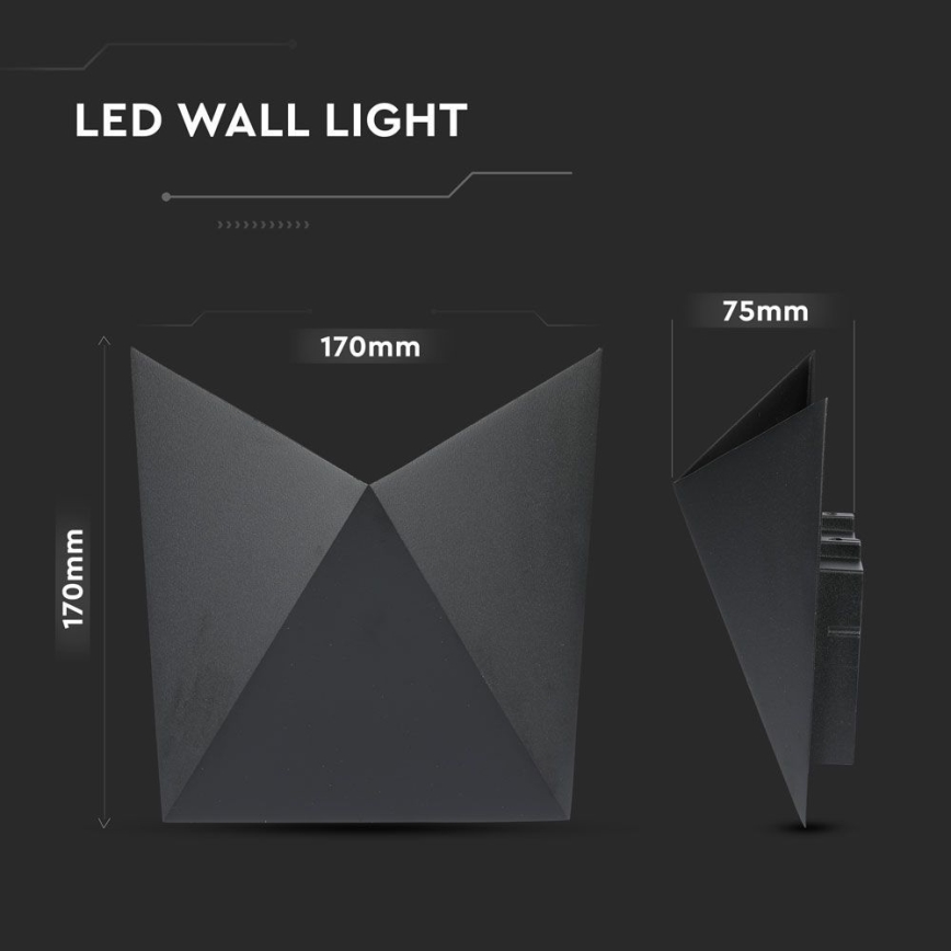 Επιτοίχιο φωτιστικό εξωτερικού χώρου LED LED/5W/230V 3000K IP65 μαύρο