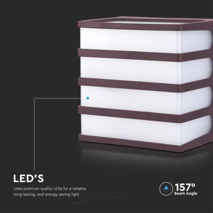 Επιτοίχιο φωτιστικό εξωτερικού χώρου LED LED/8W/230V IP65 3000K καφέ