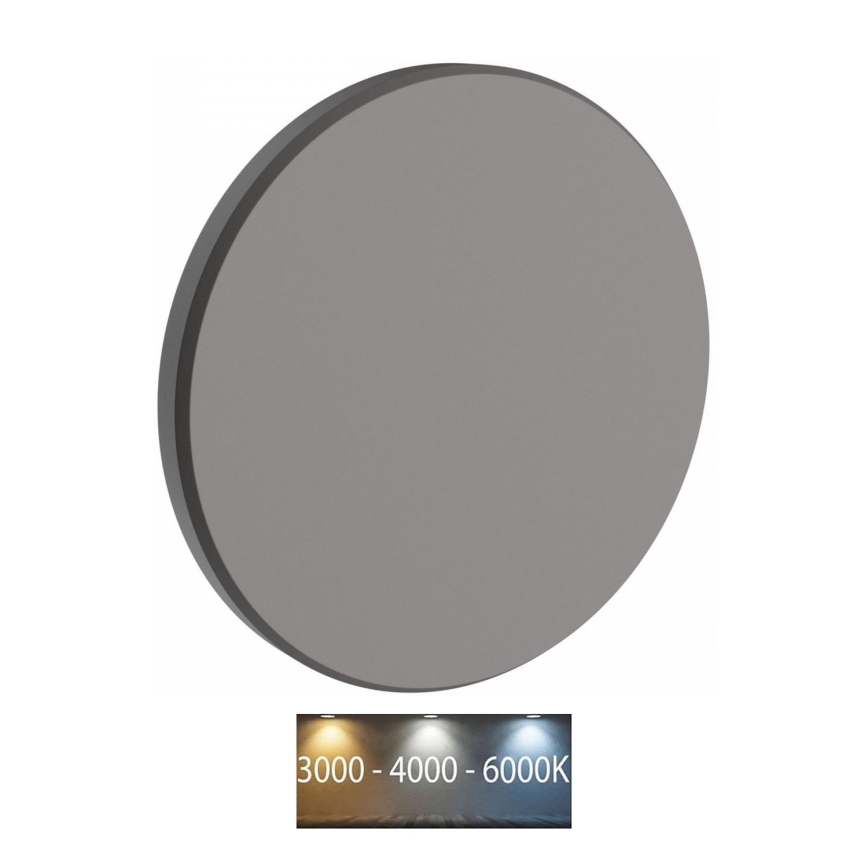 Επιτοίχιο φωτιστικό εξωτερικού χώρου LED PIATTA LED/18W/230V 3000/4000/6000K διάμετρος 25 cm IP44 γκρι