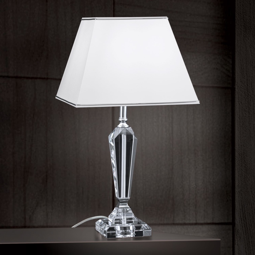 Επιτραπέζια κρυστάλλινη λάμπα VERONIQUE 1xE27/60W/230V λευκό/χρώμιο