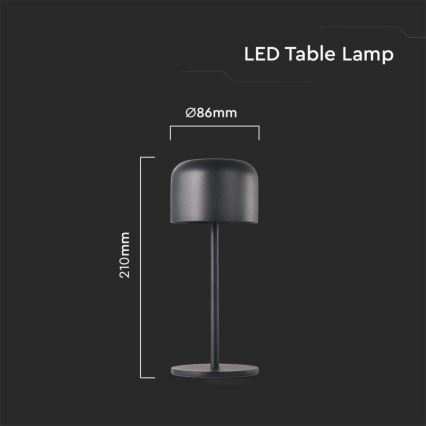 LED Dimming rechargeable touch επιτραπέζια λάμπα LED/1,5W/5V 2700-5700K IP54 2200 mAh μαύρο