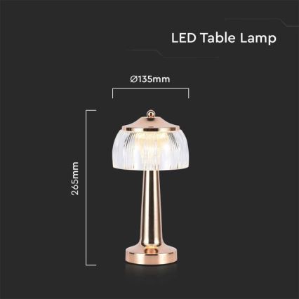 LED Dimming rechargeable touch επιτραπέζια λάμπα LED/1W/5V 3000-6000K 1800 mAh Ροζ χρυσό