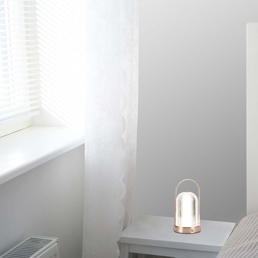 LED Dimming rechargeable touch επιτραπέζια λάμπα LED/1W/5V 3000-6000K 1800 mAh χαλκός